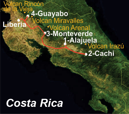 costa rica map of travel